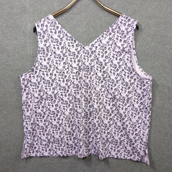 Eddie Bauer Travex Tank Top Women 2XL Stretch Lilac Leopard V Neck Performance - Picture 6 of 10